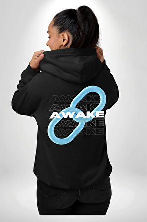 Zincirini Kır Uyan Erkek Kadın Siyah Ön Sırt Baskılı Kapüşonlu Sweatshirt Hoodie