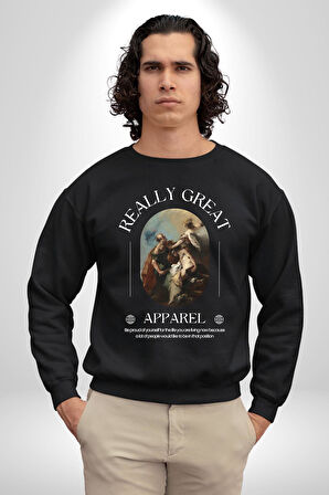 İshak Kurbanı Erkek Kadın Unisex Dijital Baskılı Siyah Sweatshirt