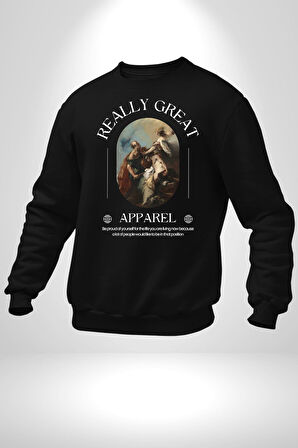 İshak Kurbanı Erkek Kadın Unisex Dijital Baskılı Siyah Sweatshirt