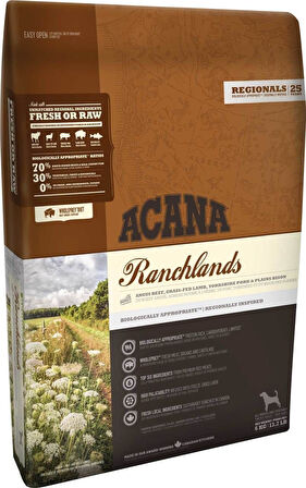 Acana Ranchlands Tahılsız Sığır ve Kuzu Etli Yetişkin Köpek Maması 2 Kg