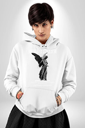 Modern Sanat Yunan Kadın Melek Erkek Kadın Beyaz Dijital Baskılı Kapüşonlu Sweatshirt Hoodie