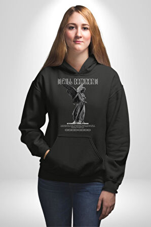 Modern Sanat Yunan Kadın Melek Erkek Kadın Siyah Dijital Baskılı Kapüşonlu Sweatshirt Hoodie