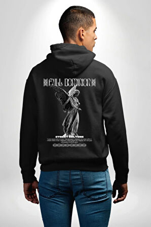 Modern Sanat Yunan Kadın Melek Erkek Kadın Siyah Ön Sırt Baskılı Kapüşonlu Sweatshirt Hoodie