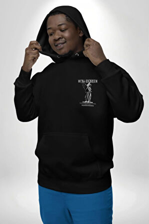 Modern Sanat Yunan Kadın Melek Erkek Kadın Siyah Ön Sırt Baskılı Kapüşonlu Sweatshirt Hoodie