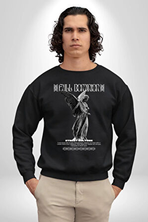 Modern Sanat Yunan Kadın Melek Erkek Kadın Unisex Dijital Baskılı Siyah Sweatshirt