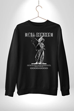 Modern Sanat Yunan Kadın Melek Erkek Kadın Unisex Dijital Baskılı Siyah Sweatshirt