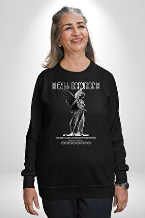 Modern Sanat Yunan Kadın Melek Erkek Kadın Unisex Dijital Baskılı Siyah Sweatshirt