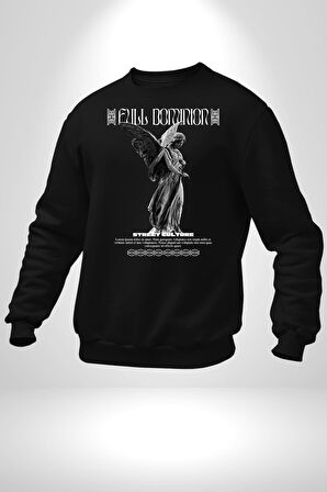 Modern Sanat Yunan Kadın Melek Erkek Kadın Unisex Dijital Baskılı Siyah Sweatshirt