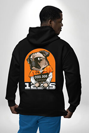 Cool Köpek Hapishane Güneş Gözlük Erkek Kadın Siyah Ön Sırt Baskılı Kapüşonlu Sweatshirt Hoodie