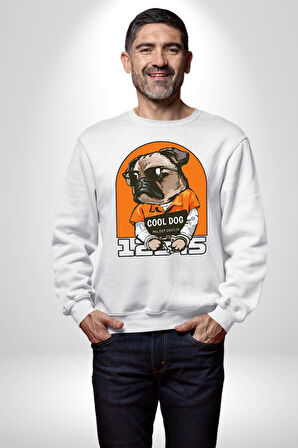 Cool Köpek Hapishane Güneş Gözlük Erkek Kadın Unisex Dijital Baskılı Beyaz Sweatshirt