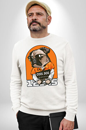 Cool Köpek Hapishane Güneş Gözlük Erkek Kadın Unisex Dijital Baskılı Beyaz Sweatshirt