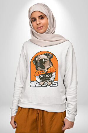 Cool Köpek Hapishane Güneş Gözlük Erkek Kadın Unisex Dijital Baskılı Beyaz Sweatshirt