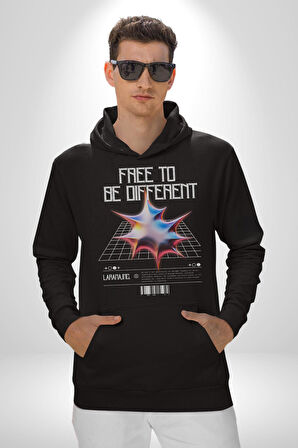 Farklı Olmak Zorundayım Erkek Kadın Siyah Dijital Baskılı Kapüşonlu Sweatshirt Hoodie