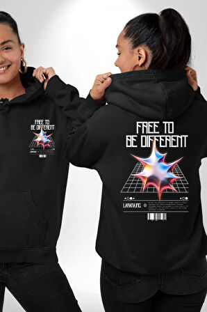 Farklı Olmak Zorundayım Erkek Kadın Siyah Ön Sırt Baskılı Kapüşonlu Sweatshirt Hoodie