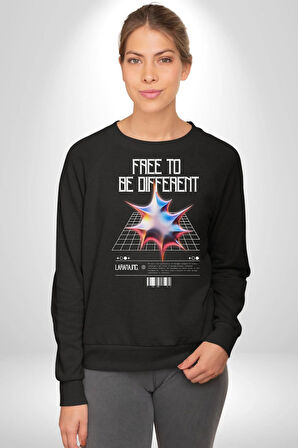 Farklı Olmak Zorundayım Erkek Kadın Unisex Dijital Baskılı Siyah Sweatshirt
