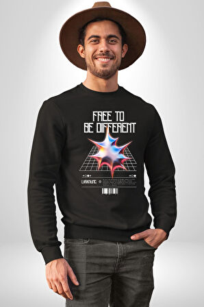Farklı Olmak Zorundayım Erkek Kadın Unisex Dijital Baskılı Siyah Sweatshirt