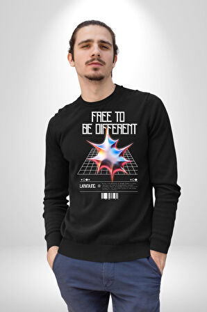 Farklı Olmak Zorundayım Erkek Kadın Unisex Dijital Baskılı Siyah Sweatshirt
