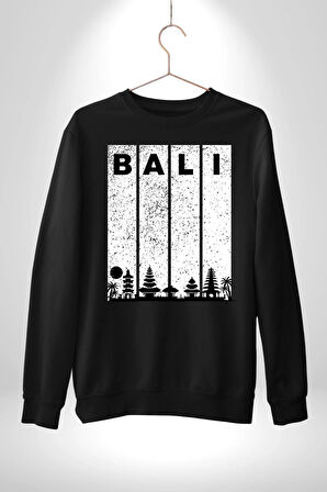 Bali Endonezya Erkek Kadın Unisex Dijital Baskılı Siyah Sweatshirt
