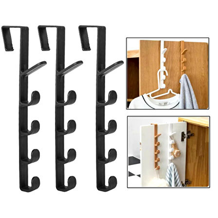 Microcase Taşınabilir Kapı Arkası Dikey 5 Kancalı Takı Eşya Çanta Şapka Kıyafet Askısı - BEYAZ AL4833 3 Adet