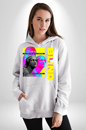 Heykel Anlamadığınız Şeyden Nefret Etmeyin Erkek Kadın Beyaz Dijital Baskılı Kapüşonlu Sweatshirt Hoodie