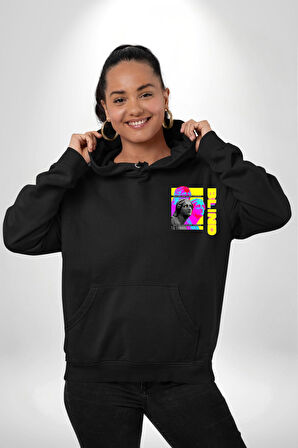 Heykel Anlamadığınız Şeyden Nefret Etmeyin Erkek Kadın Siyah Ön Sırt Baskılı Kapüşonlu Sweatshirt Hoodie