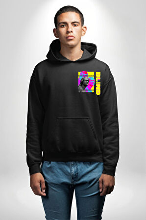 Heykel Anlamadığınız Şeyden Nefret Etmeyin Erkek Kadın Siyah Ön Sırt Baskılı Kapüşonlu Sweatshirt Hoodie