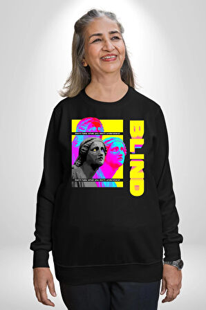 Heykel Anlamadığınız Şeyden Nefret Etmeyin Erkek Kadın Unisex Dijital Baskılı Siyah Sweatshirt