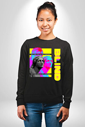Heykel Anlamadığınız Şeyden Nefret Etmeyin Erkek Kadın Unisex Dijital Baskılı Siyah Sweatshirt