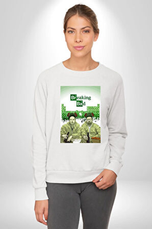 Dizi Breaking Bad Özel Tasarım Erkek Kadın Unisex Dijital Baskılı Beyaz Sweatshirt