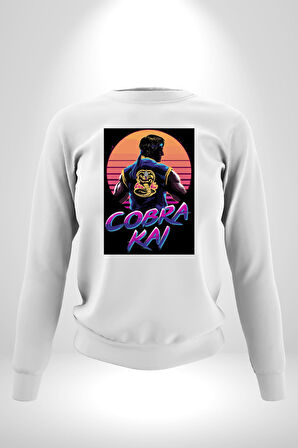 Cobra Kai Erkek Kadın Unisex Dijital Baskılı Beyaz Sweatshirt