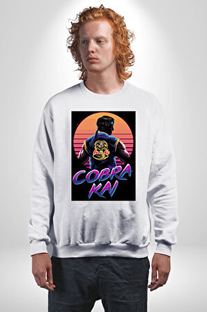 Cobra Kai Erkek Kadın Unisex Dijital Baskılı Beyaz Sweatshirt
