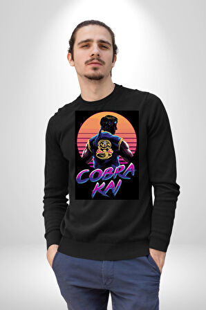 Cobra Kai Erkek Kadın Unisex Dijital Baskılı Siyah Sweatshirt