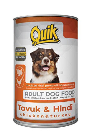 Quik Tavuk ve Hindili Yetişkin Konserve Köpek Maması 415 Gr