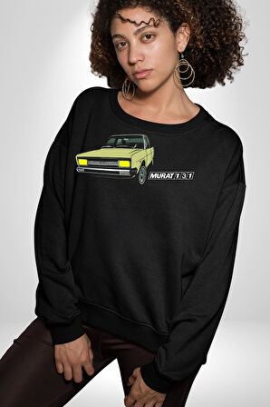 Murat 131 Klasik Araba Retro Tasarım Erkek Kadın Unisex Dijital Baskılı Siyah Sweatshirt