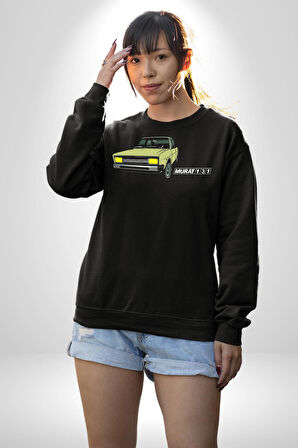 Murat 131 Klasik Araba Retro Tasarım Erkek Kadın Unisex Dijital Baskılı Siyah Sweatshirt