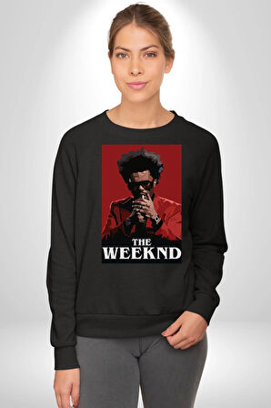 The Weeknd Erkek Kadın Unisex Dijital Baskılı Siyah Sweatshirt