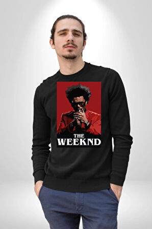 The Weeknd Erkek Kadın Unisex Dijital Baskılı Siyah Sweatshirt