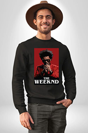 The Weeknd Erkek Kadın Unisex Dijital Baskılı Siyah Sweatshirt