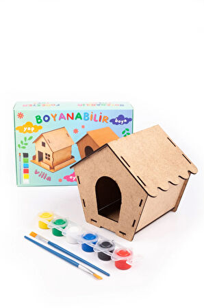 Ahşap Oyuncak Kuş Evi ve Ev Boyama Seti, Ahşap Boyama Evi, Ahşap Oyuncak Yapboz Kuş Evi