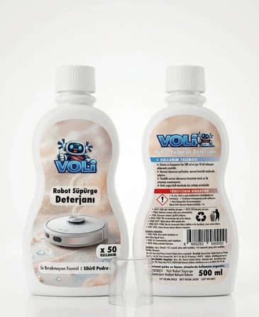 Robot Süpürge Deterjanı & Mop Temizleme Sıvısı 500 ml x 2 100 Kullanım - Sihirli Pudra Temizlik Suyu