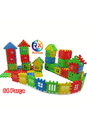 Puzzle City 3d Yapı Ve Tasarım Blokları 64 Parça Eğitici Oyuncak Puzzle Blok Set Eğlenceli Oyuncak