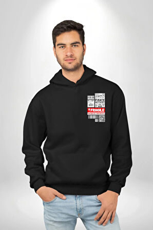 Korsan Aktivist Kırılgan İnsan Kargo Erkek Kadın Siyah Ön Sırt Baskılı Kapüşonlu Sweatshirt Hoodie