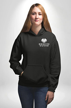 Maroon Eagle School Logolu T-Shirt Tasarımı Erkek Kadın Siyah Ön Sırt Baskılı Kapüşonlu Sweatshirt Hoodie
