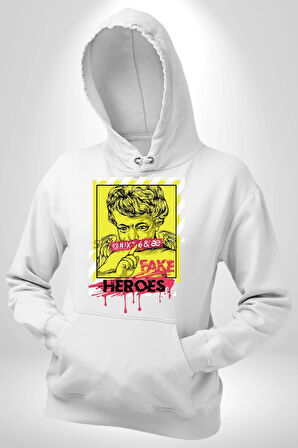 Aşk Meleği Sahte Melek Sus Erkek Kadın Beyaz Dijital Baskılı Kapüşonlu Sweatshirt Hoodie