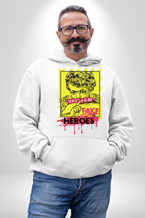 Aşk Meleği Sahte Melek Sus Erkek Kadın Beyaz Dijital Baskılı Kapüşonlu Sweatshirt Hoodie