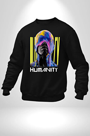 Eriyen Boya Gibi İnsanlık Erkek Kadın Unisex Dijital Baskılı Siyah Sweatshirt