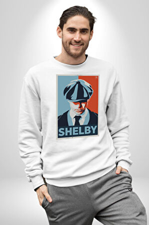 Thomas Shelby Erkek Kadın Unisex Dijital Baskılı Beyaz Sweatshirt