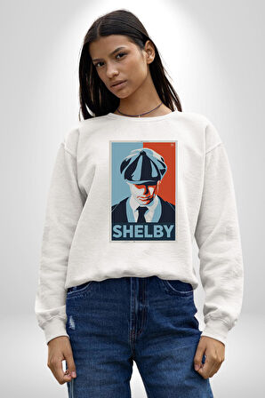 Thomas Shelby Erkek Kadın Unisex Dijital Baskılı Beyaz Sweatshirt