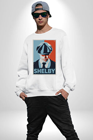 Thomas Shelby Erkek Kadın Unisex Dijital Baskılı Beyaz Sweatshirt