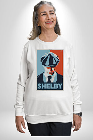Thomas Shelby Erkek Kadın Unisex Dijital Baskılı Beyaz Sweatshirt